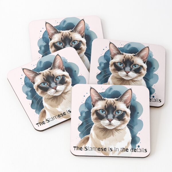 Item preview, “The Siamese is in the details” Watercolour Cat cartoon designed and sold by janicerafael.