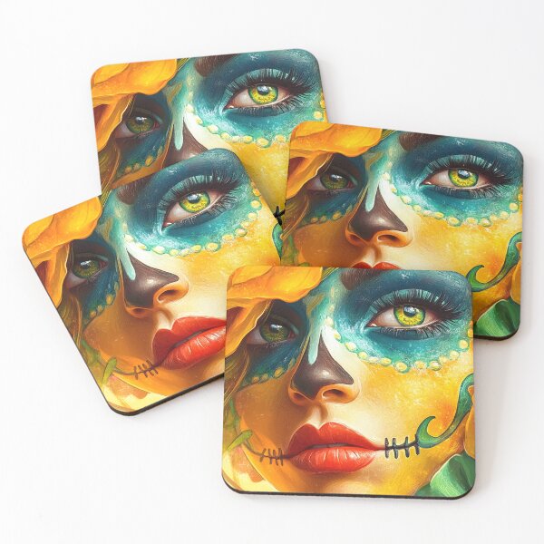 Item preview, Vibrant Day of the Dead Portrait with Floral Elements designed and sold by Artessie.