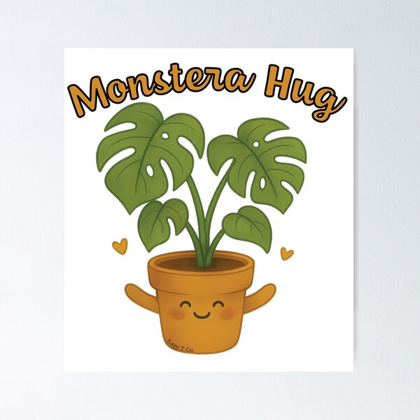 Item preview, Monstera Hug – Cute Plant Pun Minimalist Illustration designed and sold by Lazy T Co..