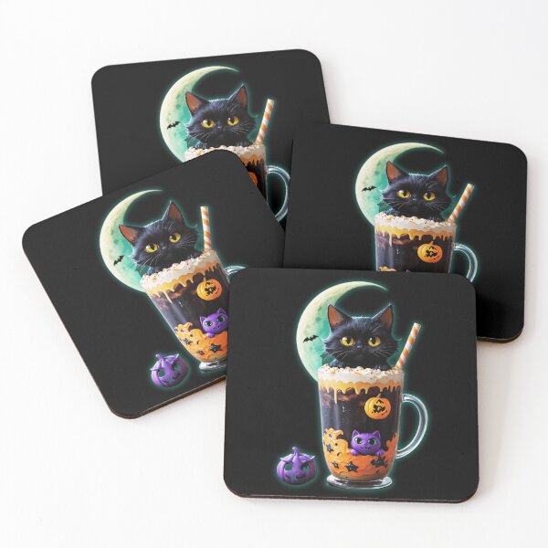 Item preview, Enchanted Catfe Brew: A Whimsical Black Cat & Moonlit Coffee designed and sold by CamillaCreation.