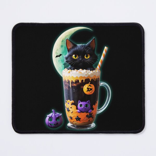 Item preview, Enchanted Catfe Brew: A Whimsical Black Cat & Moonlit Coffee designed and sold by CamillaCreation.