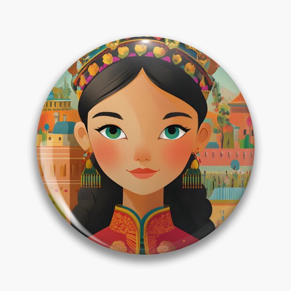 Item preview, Colorful Portrait of a Young Girl in Traditional Dress designed and sold by Artessie.