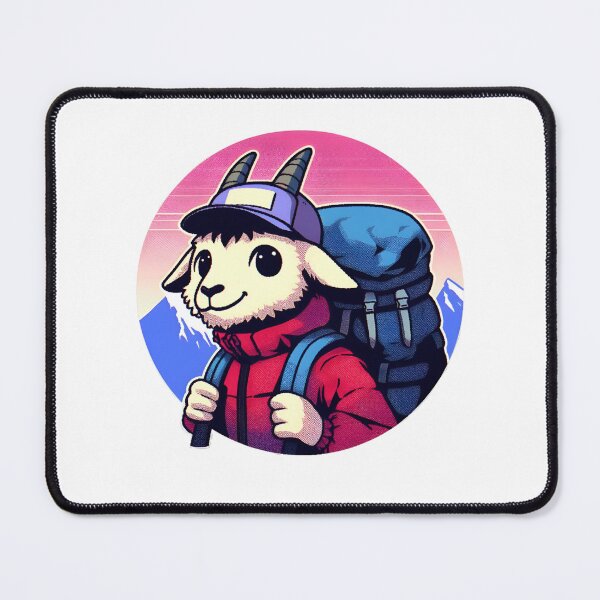 Item preview, Mountain Lamb – Retro Hiking Furry Art designed and sold by CaliLuminos.
