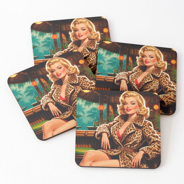 Item preview, Tiki Bar Fly Leopard Pinup Retro Fur Coat designed and sold by Retroaugogo.
