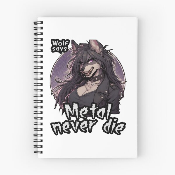 Item preview, Wolf Says Metal Never Die – Gothic Rocker Furry Wolf designed and sold by CaliLuminos.