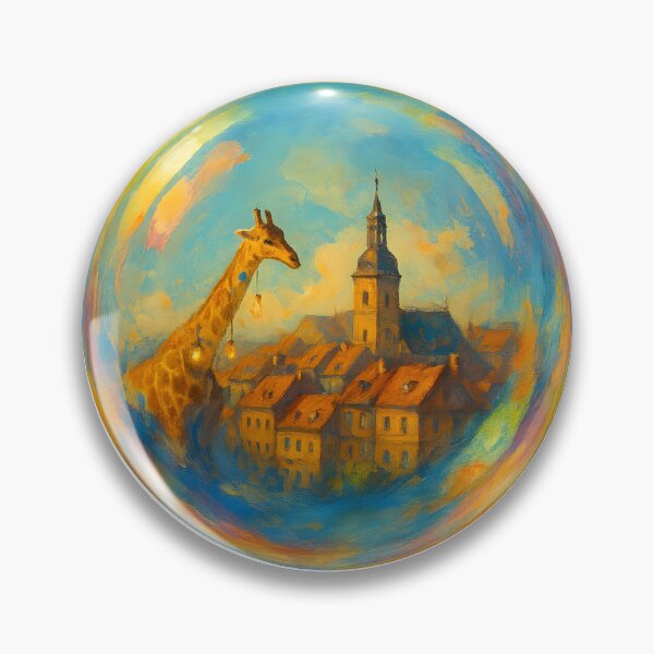 Item preview, Giraffe in a Bubble Over Town designed and sold by FunnySignalStudio.