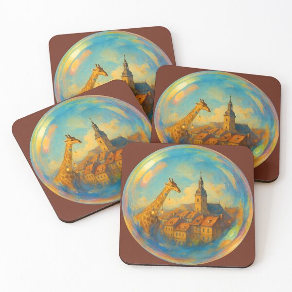 Item preview, Giraffe in a Bubble Over Town designed and sold by FunnySignalStudio.