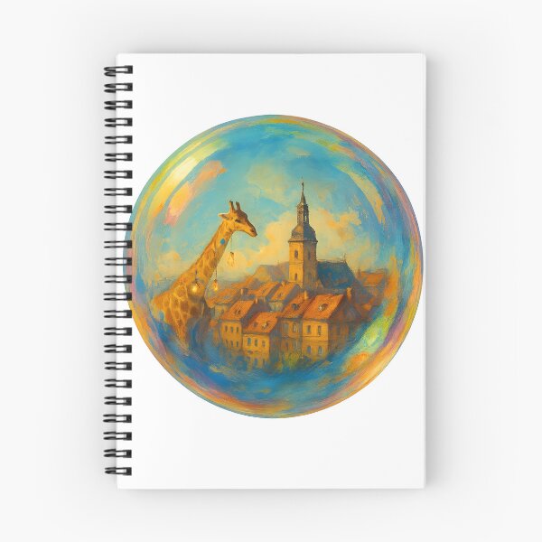 Item preview, Giraffe in a Bubble Over Town designed and sold by FunnySignalStudio.