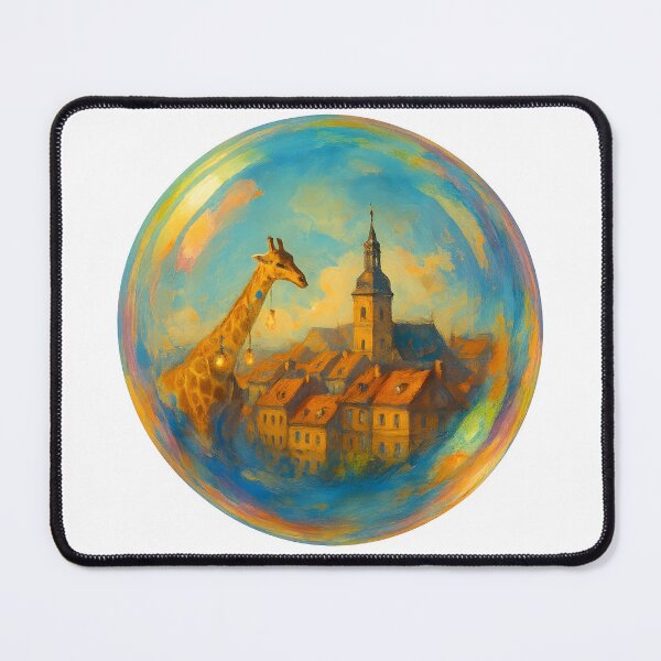 Item preview, Giraffe in a Bubble Over Town designed and sold by FunnySignalStudio.