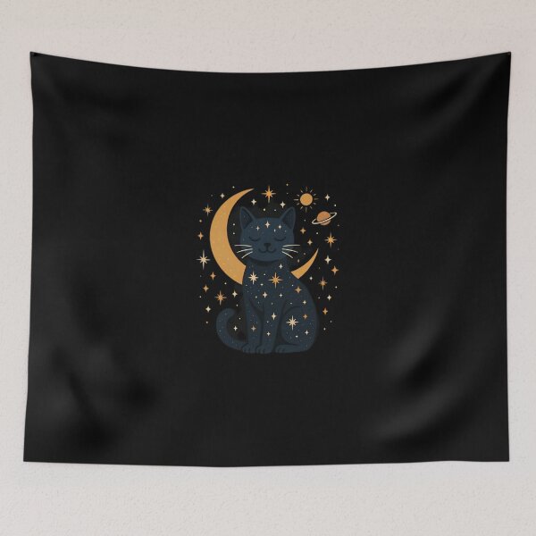 Item preview, Cosmic Cat Under Moonlit Stars designed and sold by Amr Siam.