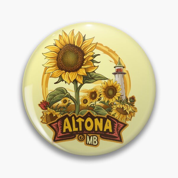 Item preview, Altona Manitoba Sunflower Lighthouse Badge Prairie Sunflower Travel Art Altona MB designed and sold by meganohm.