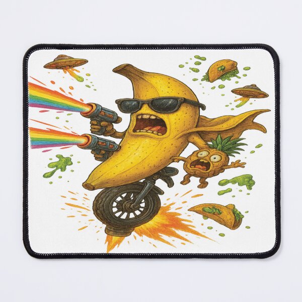 Item preview, “Banana Outlaw: Rainbow Ride Through Taco Space” designed and sold by Mindful56.