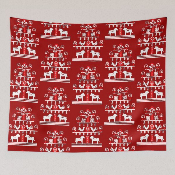 Item preview, Cute Scandi Red White Christmas Tree Dala Horse designed and sold by tanjica.
