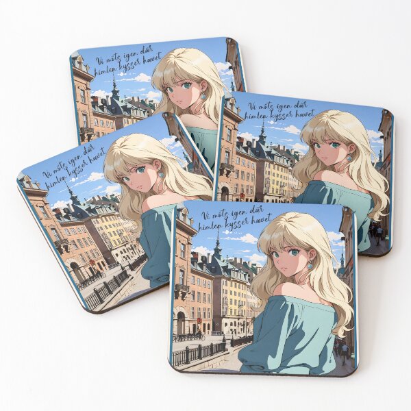 Item preview, Stockholm Sweden Europe  Romance Anime Traveling Girl   Romantic Quote designed and sold by Kawaii-Sky.