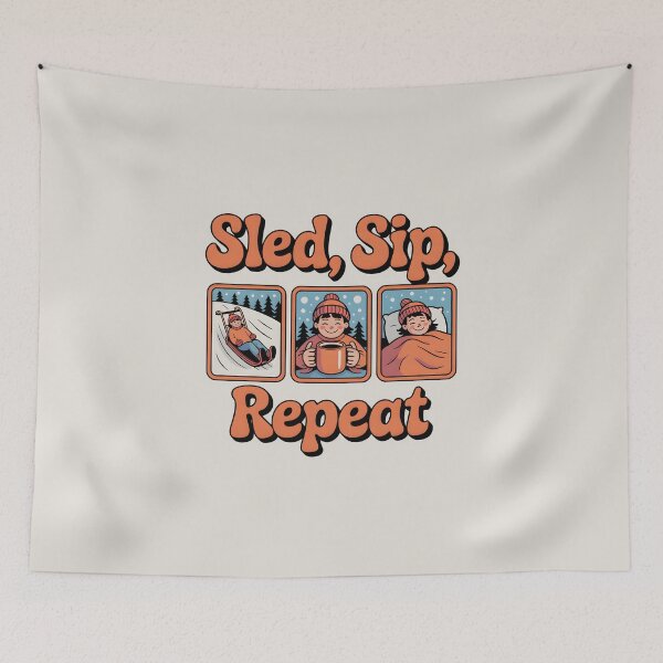Item preview, Sled Sip Repeat – Winter Fun & Cozy Vibes designed and sold by Jollys-ArtShop.