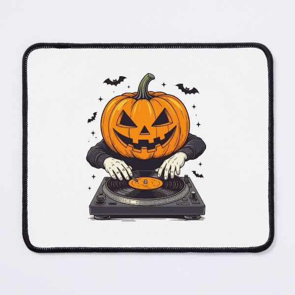 Item preview, Copy of DJ with a pumpkin head performing at a Halloween party surrounded by decorations in a festive atmosphere designed and sold by SpaceartLilu.