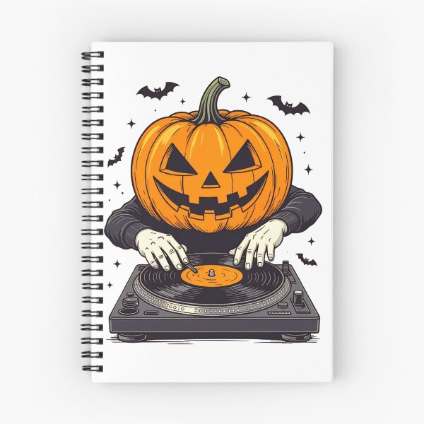 Item preview, Copy of DJ with a pumpkin head performing at a Halloween party surrounded by decorations in a festive atmosphere designed and sold by SpaceartLilu.