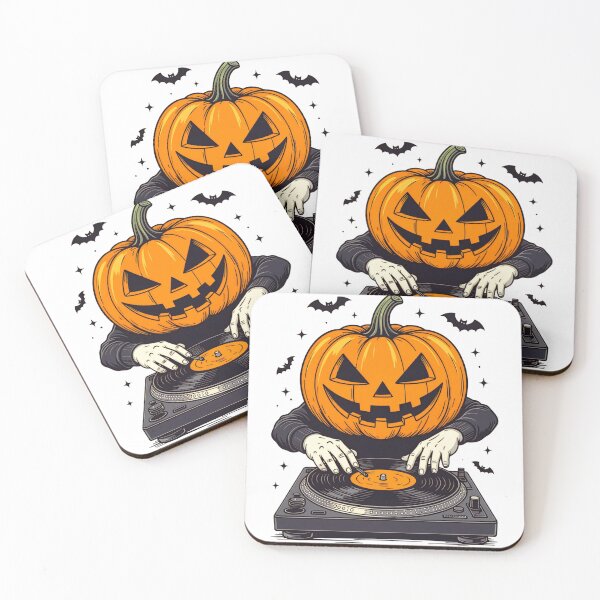 Item preview, Copy of DJ with a pumpkin head performing at a Halloween party surrounded by decorations in a festive atmosphere designed and sold by SpaceartLilu.