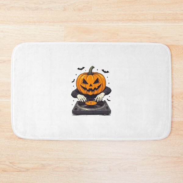 Item preview, Copy of DJ with a pumpkin head performing at a Halloween party surrounded by decorations in a festive atmosphere designed and sold by SpaceartLilu.