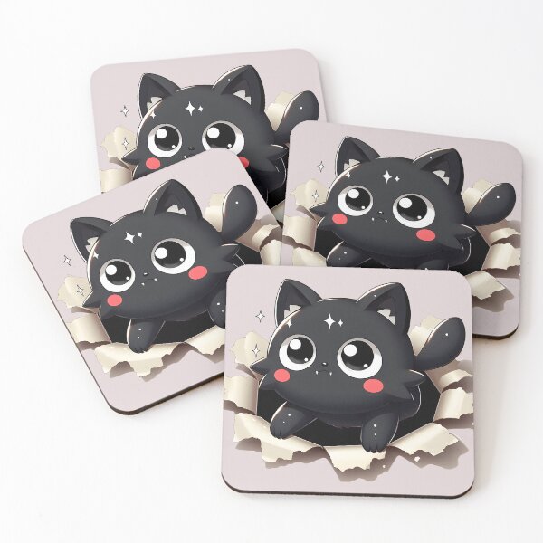 Item preview, Cute Black Kitten Breaking Through Paper – Kawaii Cat Design designed and sold by JokesterTV777.