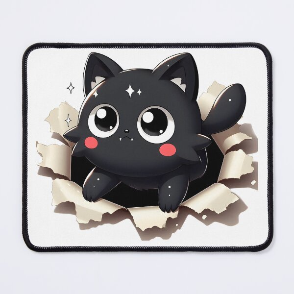 Item preview, Cute Black Kitten Breaking Through Paper – Kawaii Cat Design designed and sold by JokesterTV777.