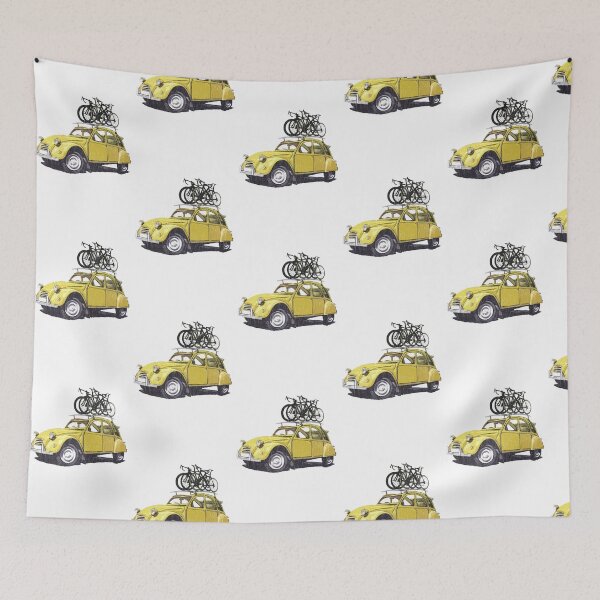 Item preview, Citroën 2CV with Road Bikes – Tour de France Inspired Retro Car Illustration designed and sold by collectees1.