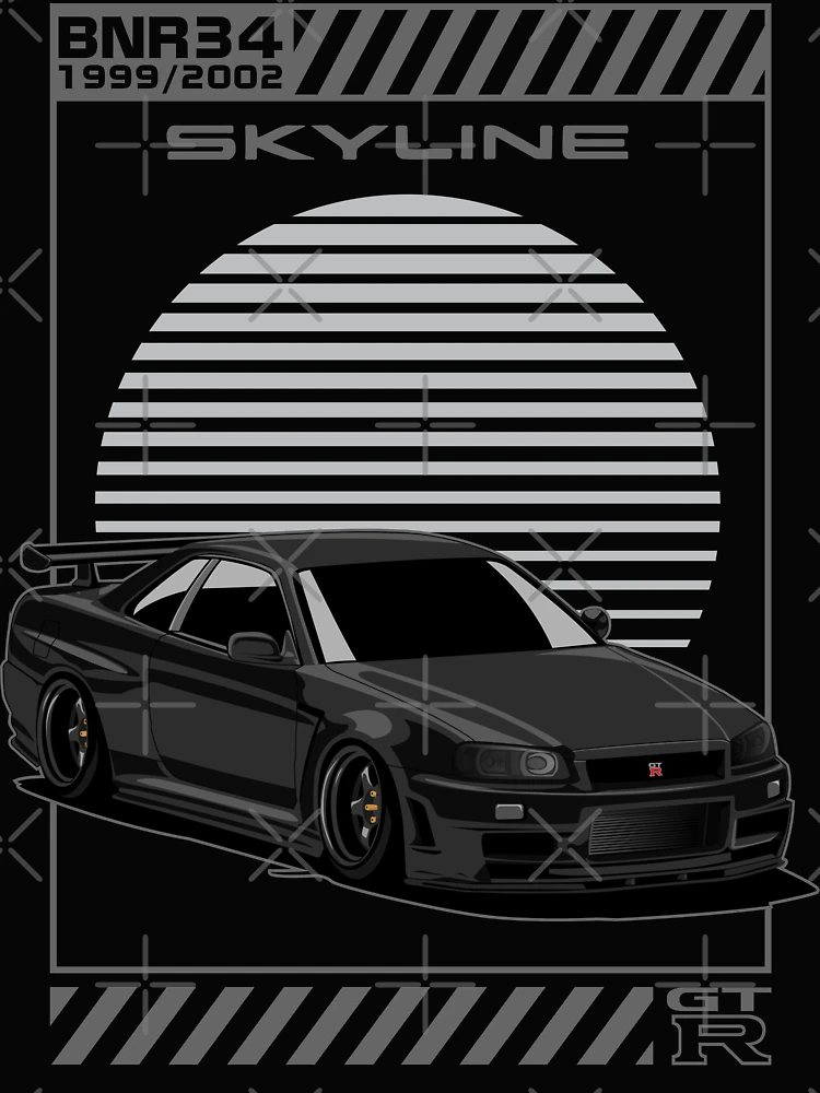 Thumbnail 4 of 4, Boxy T-Shirt, Skyline R34 designed and sold by Xythusia Auto.