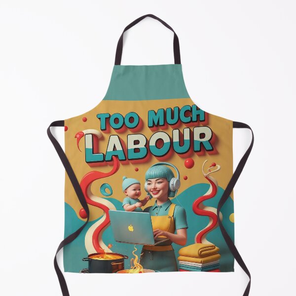 Item preview, Too Much Labour – Retro Feminist Poster Art Turquoise designed and sold by Faerestry.