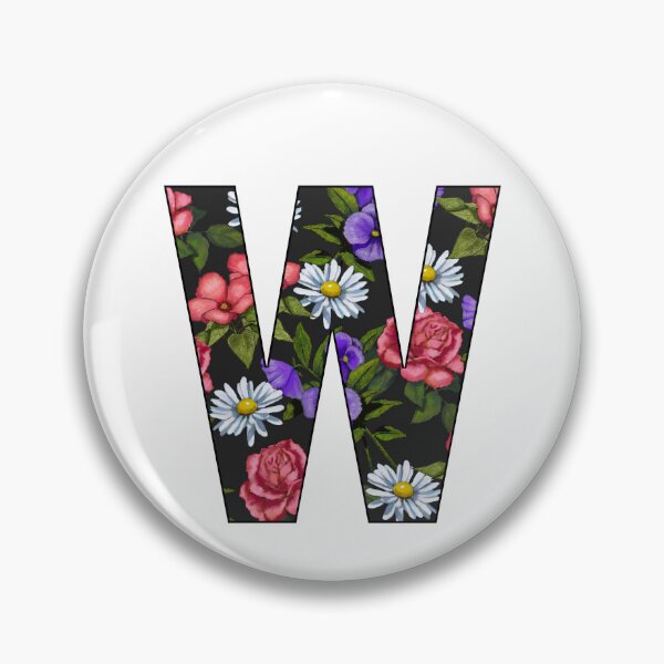 Item preview, Letter W, Decorated Initial, Roses, Pansies, and Daisy Flowers designed and sold by JoyfulWhimsy.