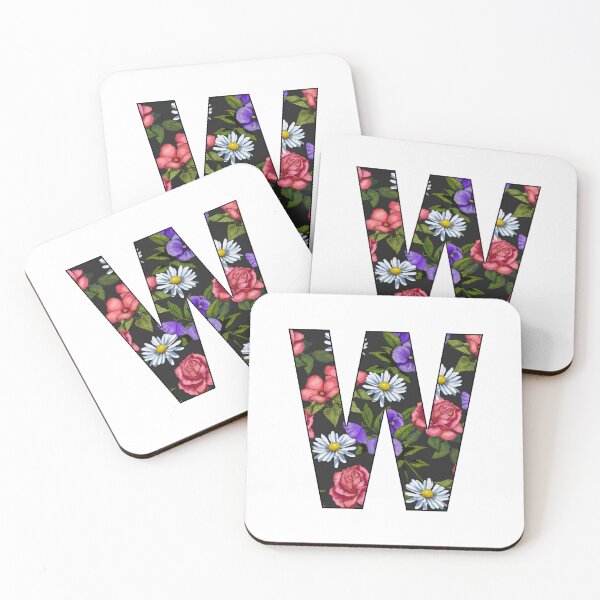 Item preview, Letter W, Decorated Initial, Roses, Pansies, and Daisy Flowers designed and sold by JoyfulWhimsy.
