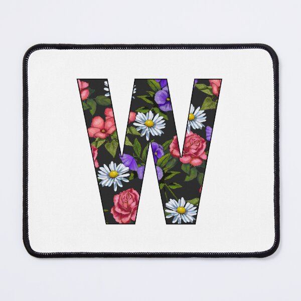 Item preview, Letter W, Decorated Initial, Roses, Pansies, and Daisy Flowers designed and sold by JoyfulWhimsy.