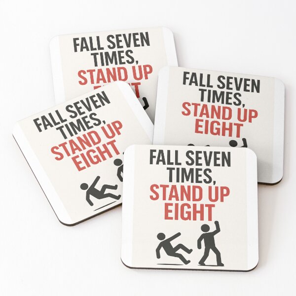 Item preview, Fall Seven Times Stand Up Eight - Minimalist Motivational Quote Poster – SoberSips designed and sold by SoberSips.