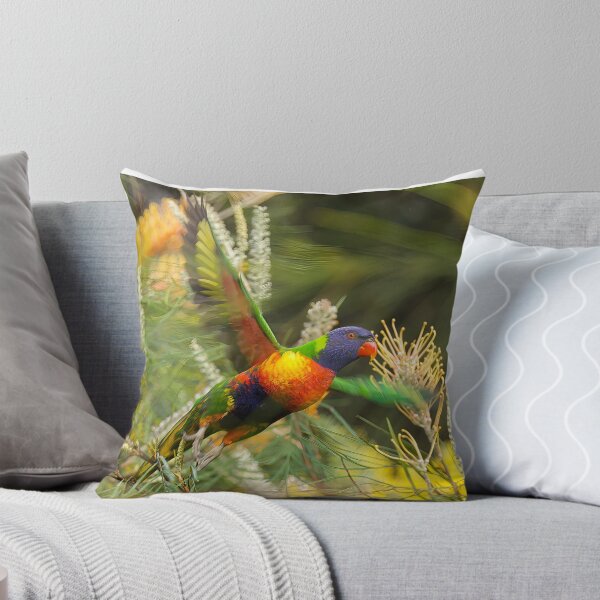 Item preview, Rainbow lorikeet flying past me, in perfect harmony with its surroundings designed and sold by PixSL Photography and Photo Art.