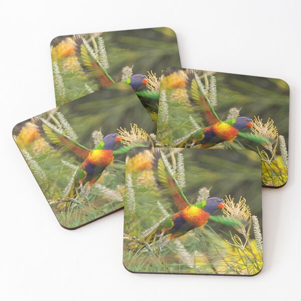 Item preview, Rainbow lorikeet flying past me, in perfect harmony with its surroundings designed and sold by PixSL Photography and Photo Art.
