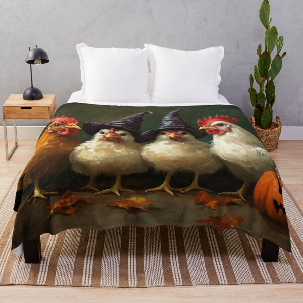 Item preview, Four Chickens Dressed for Halloween – Funny Spooky Farm Animal Art designed and sold by baggycatsworld.