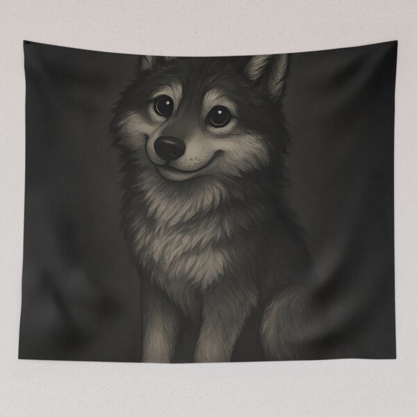 Item preview, Cute wolf against a dark background designed and sold by Schattenbau.