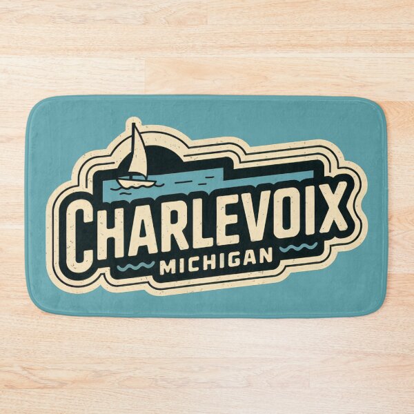 Item preview, Charlevoix Michigan Retro 70s Sailboat designed and sold by TheOldMittenIllustrated.