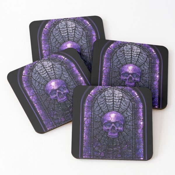 Item preview, Purple Gothic Skull Stained Glass Window Design designed and sold by ArgentoArt.
