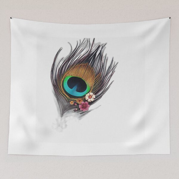 Item preview, Hyper-Realistic Peacock Feather with Floral Patterns designed and sold by sharon1210.