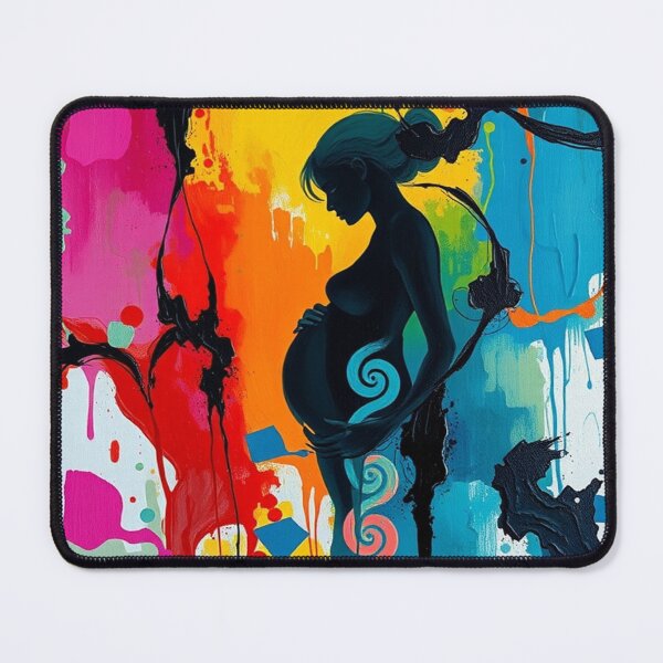 Item preview, “Abstract Pregnant Woman Art – Colorful Motherhood Silhouette Painting” designed and sold by PixelMusex.
