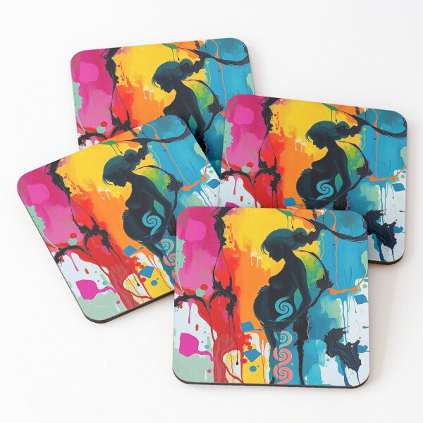 Item preview, “Abstract Pregnant Woman Art – Colorful Motherhood Silhouette Painting” designed and sold by PixelMusex.