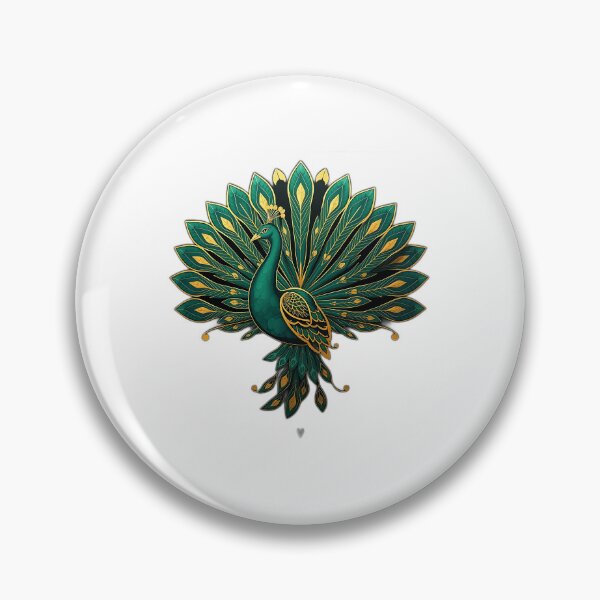 Item preview, Art Deco Peacock in Emerald and Gold designed and sold by sharon1210.
