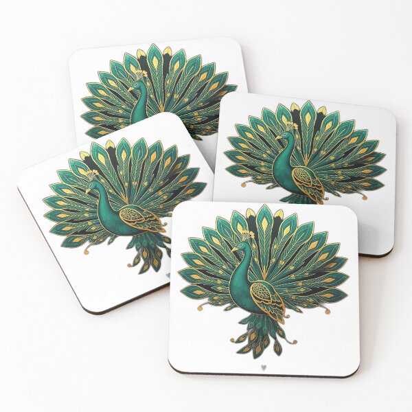 Item preview, Art Deco Peacock in Emerald and Gold designed and sold by sharon1210.