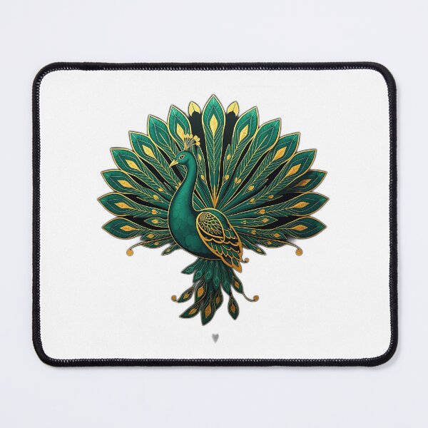 Item preview, Art Deco Peacock in Emerald and Gold designed and sold by sharon1210.