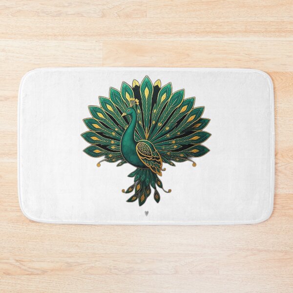 Item preview, Art Deco Peacock in Emerald and Gold designed and sold by sharon1210.