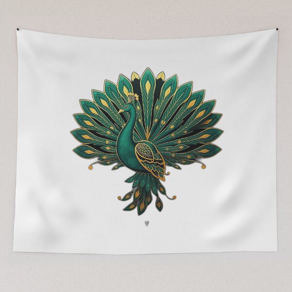 Item preview, Art Deco Peacock in Emerald and Gold designed and sold by sharon1210.