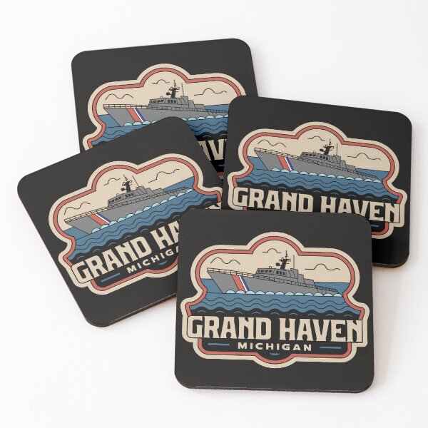 Item preview, Grand Haven Michigan 70s Retro Boat designed and sold by TheOldMittenIllustrated.