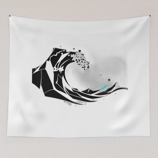 Item preview, Abstract Monochrome Wave with Turquoise Accents designed and sold by sharon1210.