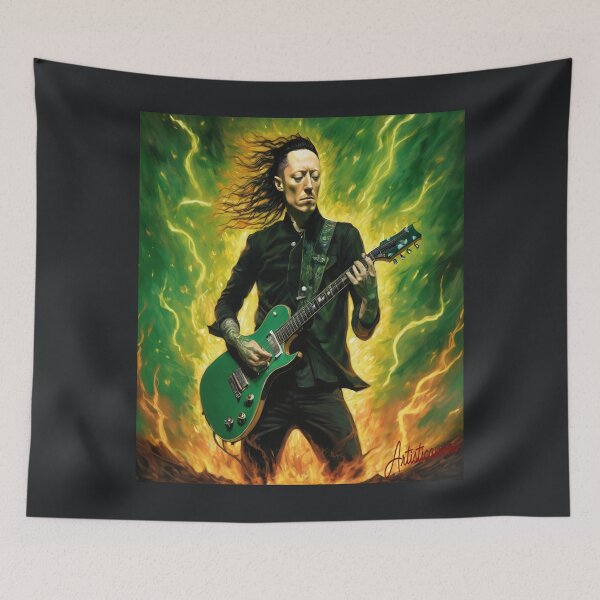 Item preview, "Fierce Metal Performance: Matt Heafy on a Fiery Stage" designed and sold by Artisticanvas.