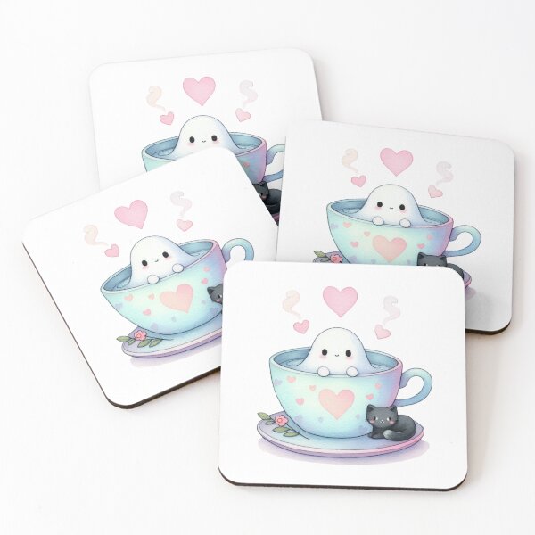 Item preview, Fantasma espeluznante dentro de una taza con un gato negro designed and sold by JonysCreativeDesigns.